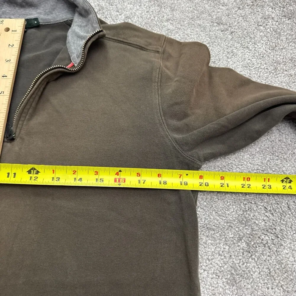 J.Crew Y2K 1/4 Zip Pullover Sweatshirt Mens Small Faded Green Cotton Mock Casual